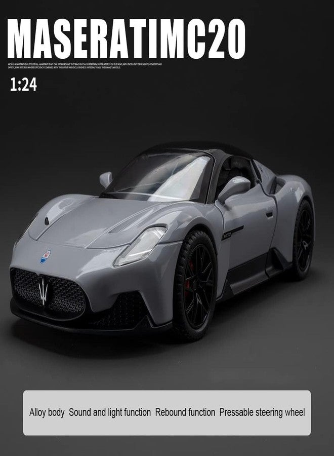 KENIRY Scale Exclusive Alloy Metal Pull Back Die-cast Car Model with Sound Light Mini Auto Toy for Kids Metal Model Toy Car with Sound and Light (1.22 Scale Maserati MC20- Grey) - Image 3